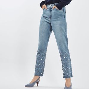 Moto gemstone hem Mom jeans from Topshop